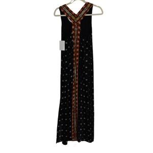 Xhilaration Black Ethnic Print Sleeveless Maxi Dress Small